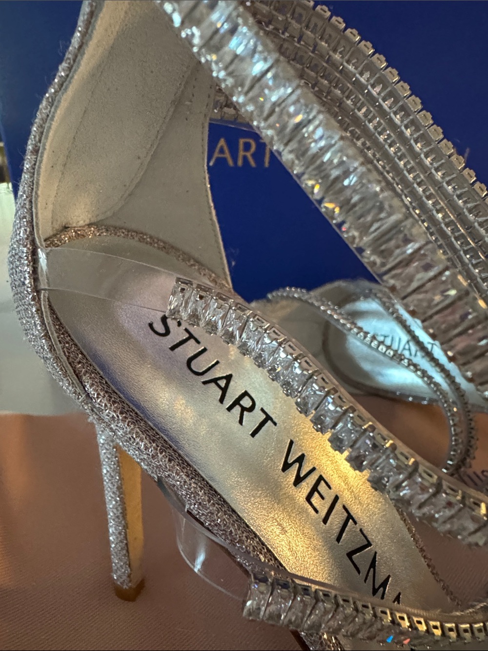 Stuart Weitzman Silver Crystal-Strap Stiletto Sandals 9 - Picture 15 of 16